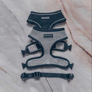 PETsRUS Premium Reversible Dog Harness Black Silver Reflective Detail Neoprene